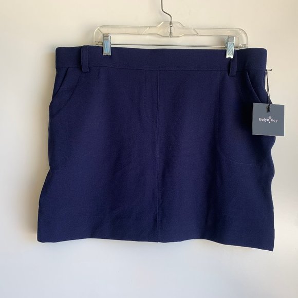 NWT BELYN KEY Skirt Size XL Ink Blue Oxford Tennis Golf Skort Pull-On Style - Picture 1 of 7
